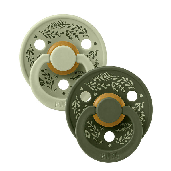 Bibs Holiday Leaf 2er-Pack Colour Schnuller Größe 1, Sage/Hunter Green