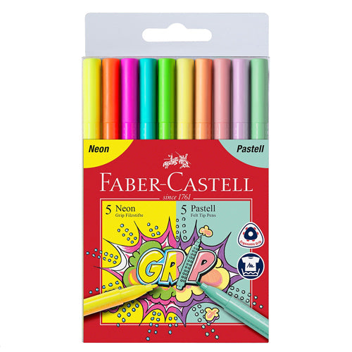 Faber-Castell Grip-Tuscher, 10 Stk. - Neon und Pastell