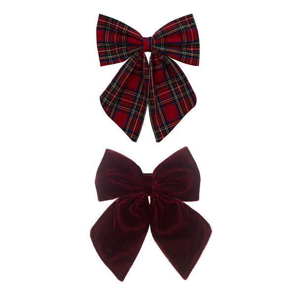 Mimi & Lula 2 Haarschleifen, Red Tartan Agnes Pony Pals