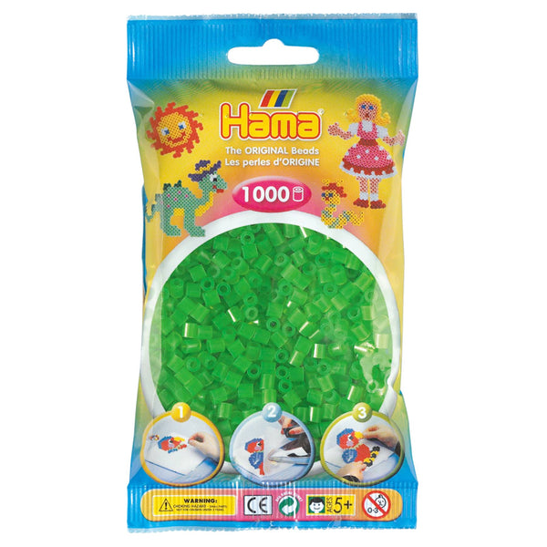 Hama Perlen 1000 Stk Neon Grün Transparent, Farbe 37