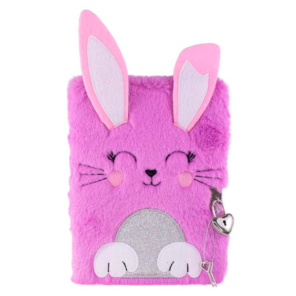 Tinka Tagebuch mit Schloss, lila Plüsch mit Hase