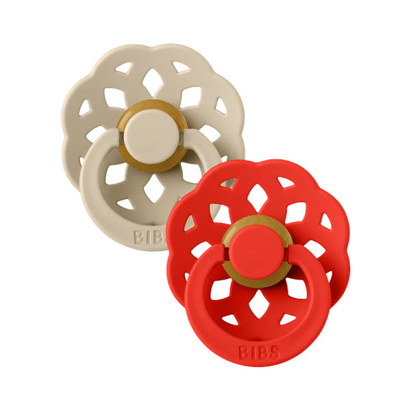 BIBS Boheme Colour Drop 2er-Pack Schnuller Größe 2, Vanilla & Candy Apple