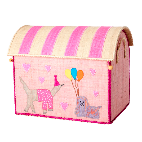 RICE Aufbewahrungshaus-Kiste, party animal pink - mittel