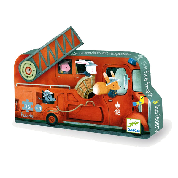 Djeco Silhouetten-Puzzle, Feuerwehrauto - 16 Teile