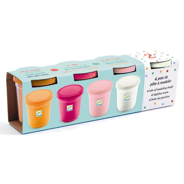 Djeco 4 Pötte Knete, helle Farben