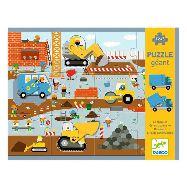 Djeco Bodenpuzzle, Baustelle, 12+3 Teile