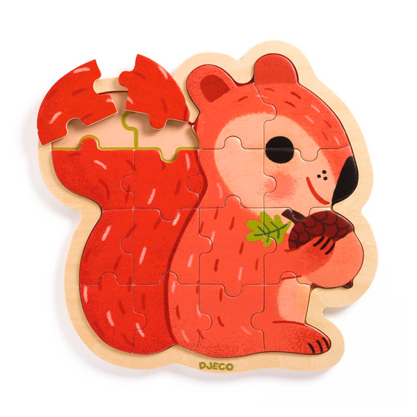 Djeco Holzpuzzle Eichhörnchen, 14 Teile