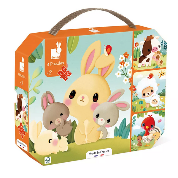 Janod Puzzles 6-9-12-16, Bauernhoftiere