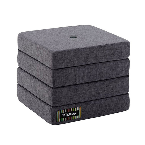 4-fache Matratze, blau-grau mit grauem Knopf, byKlipKlap