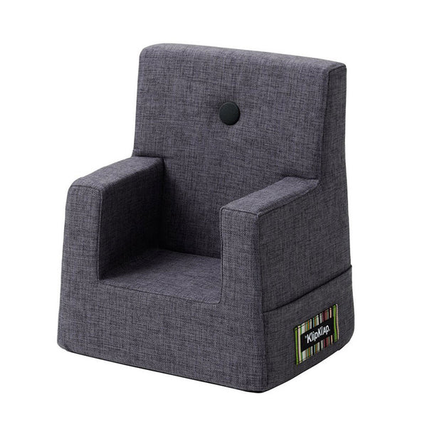 KK Kindersessel soft, blau-grau mit dunkelgrauem Knopf, byKlipKlap