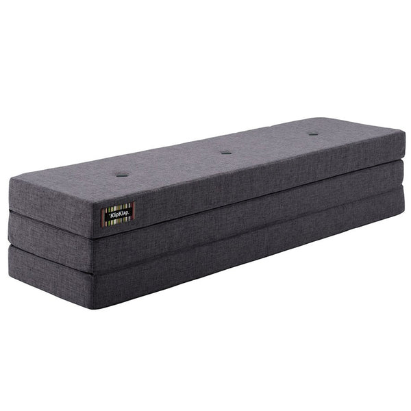 3-fold Matratze XL, 200 cm blaugrau mit grauen Knöpfen, byKlipKlap