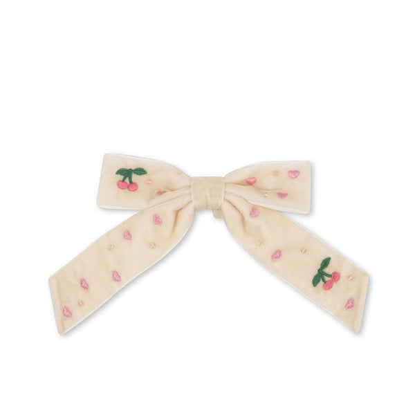 Konges Sløjd Haarspange Samt-Schleife mit Perlen, pearled ivory