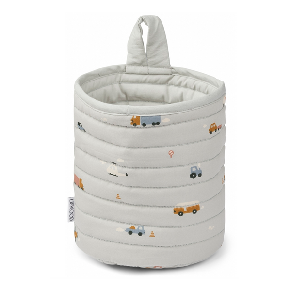 Liewood Faye gesteppter Korb Fahrzeuge, dove blue