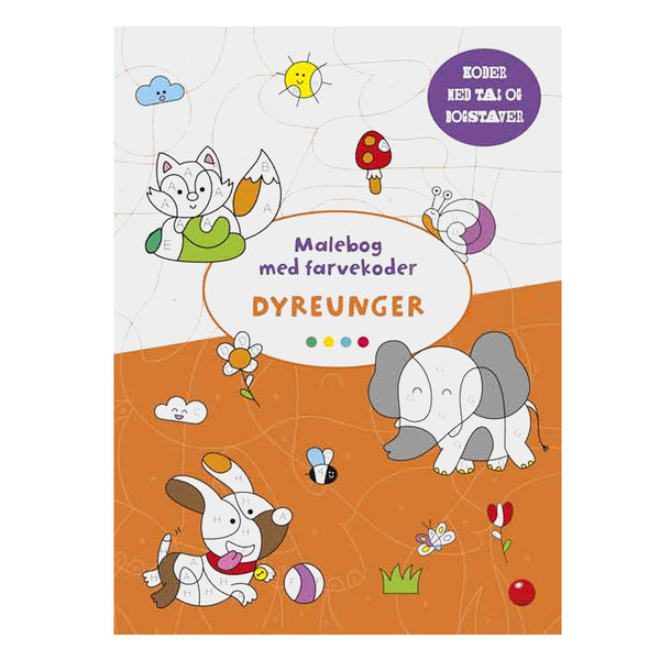 Malbuch mit Farbcodes: Babytiere