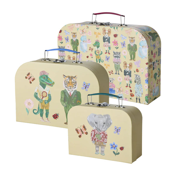 Rice Pappkofferte 3-er-Pack mit Nathalie Lété Print, Creme