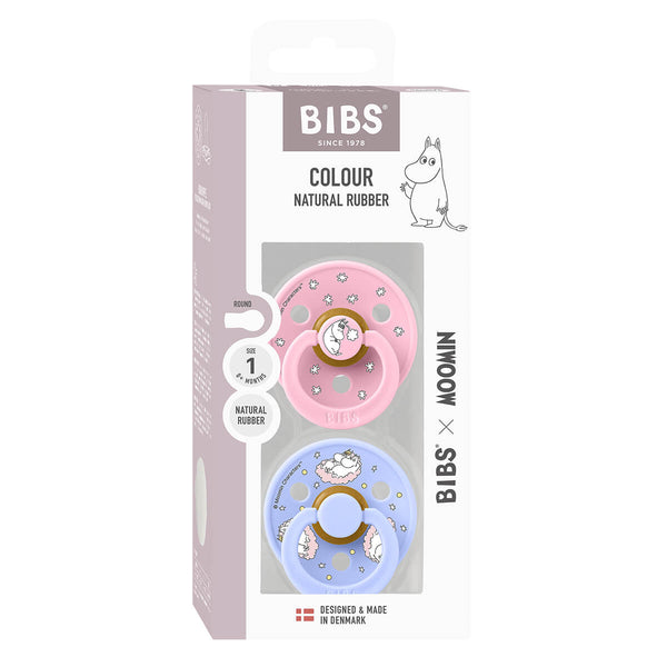 Bibs x Moomin Dreaming 2er-Pack Colour Schnuller Größe 1, Baby Pink Mix