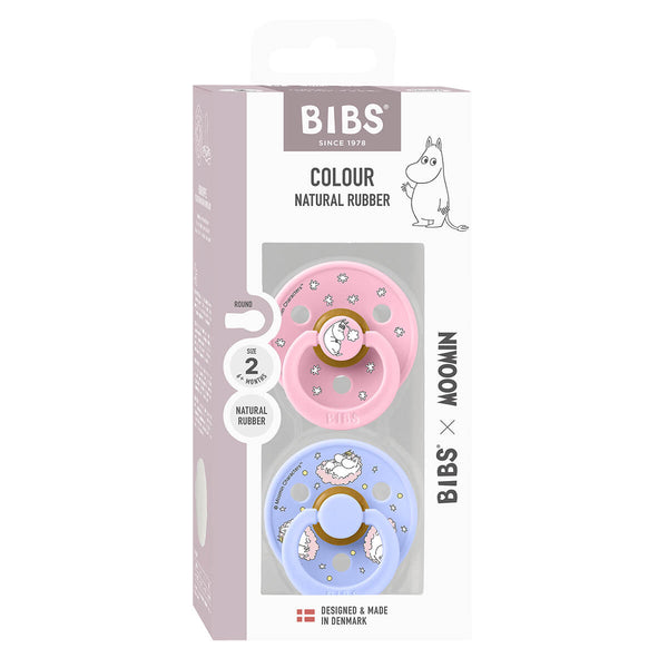 Bibs x Moomin Dreaming 2er-Pack Colour Schnuller Größe 2, Baby Pink Mix