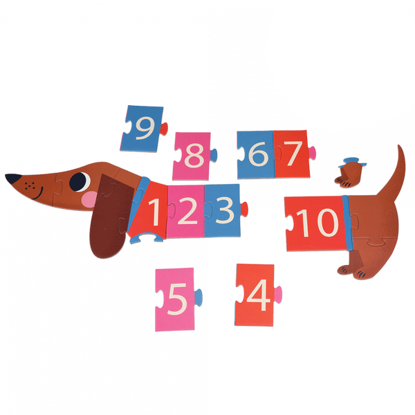 Bodenpuzzle mit Zahlen, Dackel