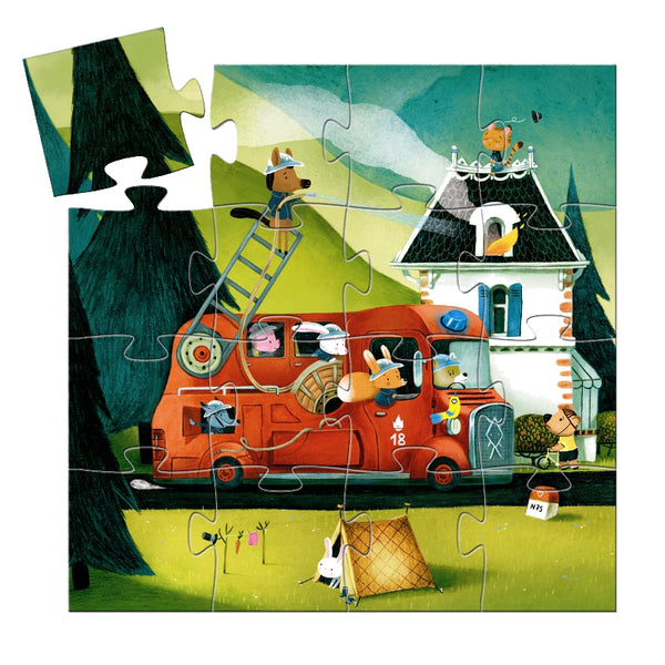 Djeco Silhouetten-Puzzle, Feuerwehrauto - 16 Teile