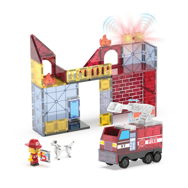 Magna-Tiles Feuerwache mit Licht und Sound, 50 Teile