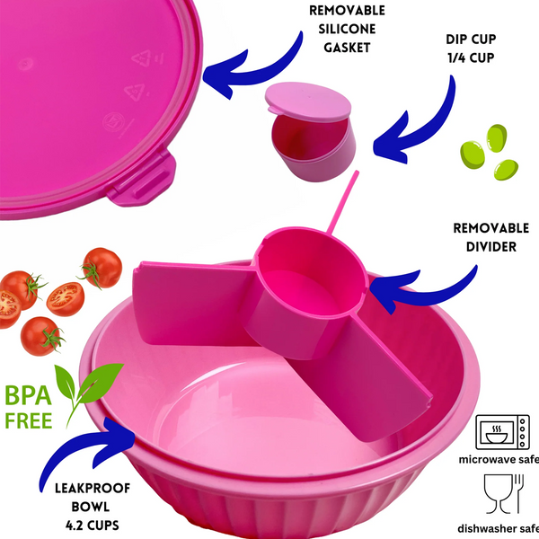 Poke Bowl Snackbox mit Trennwänden, guava pink, Yumbox