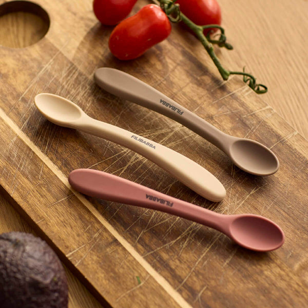 Filibabba 3-er Pack Silikonschälchenlöffel - Rose Mix
