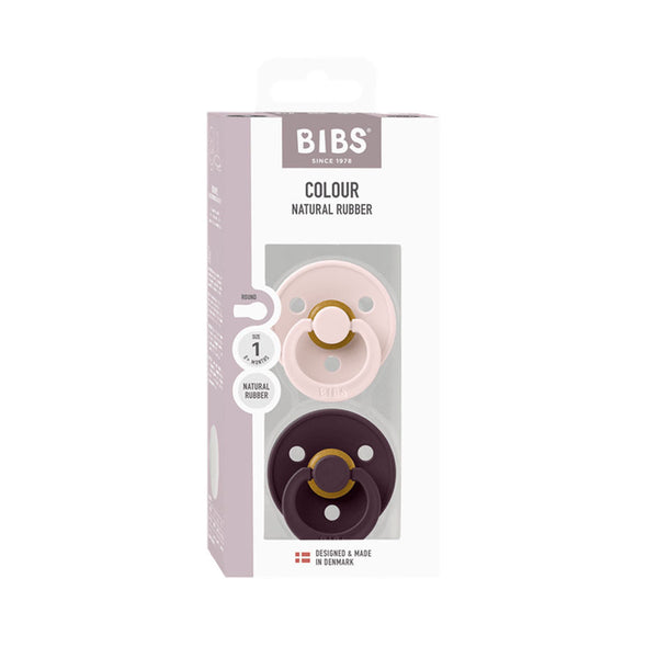 BIBS Colour Drop 2er-Pack Schnuller Größe 1, Petal & Plum