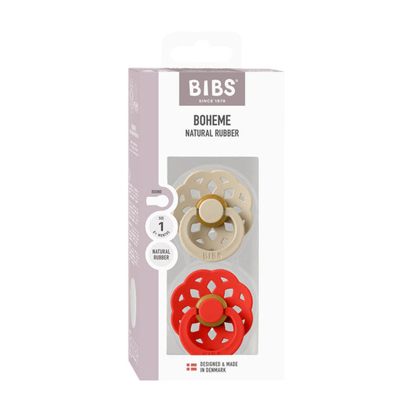 BIBS Boheme Colour Drop 2er-Pack Schnuller Größe 1, Vanilla & Candy Apple