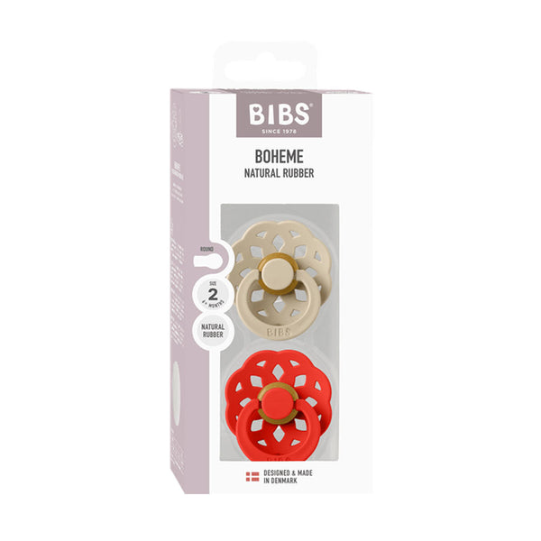 BIBS Boheme Colour Drop 2er-Pack Schnuller Größe 2, Vanilla & Candy Apple