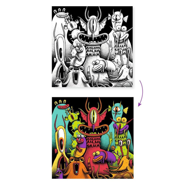 Djeco kreative Box, Lustige Monster mit 3D-Effekt