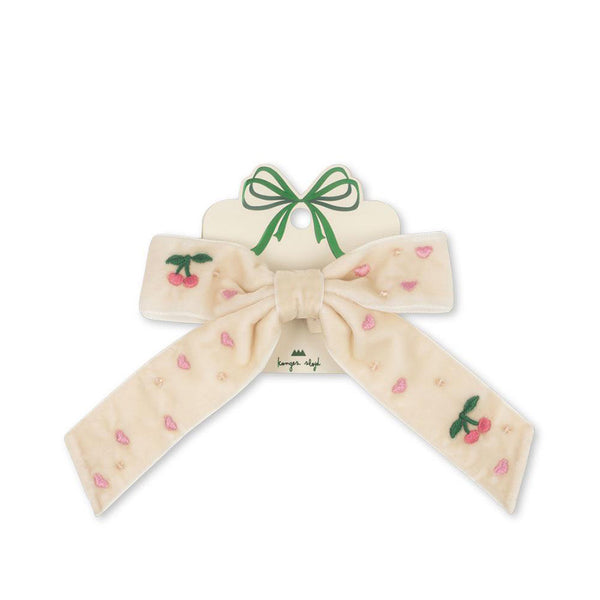 Konges Sløjd Haarspange Samt-Schleife mit Perlen, pearled ivory