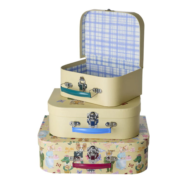 Rice Pappkofferte 3-er-Pack mit Nathalie Lété Print, Creme