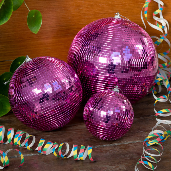 Discokugel zum Aufhängen 15 cm - Pink